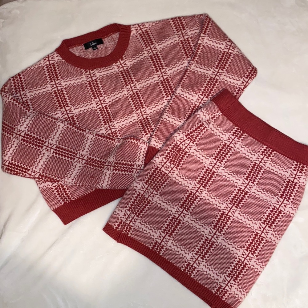 Lulus Crop Sweater Skirt Set